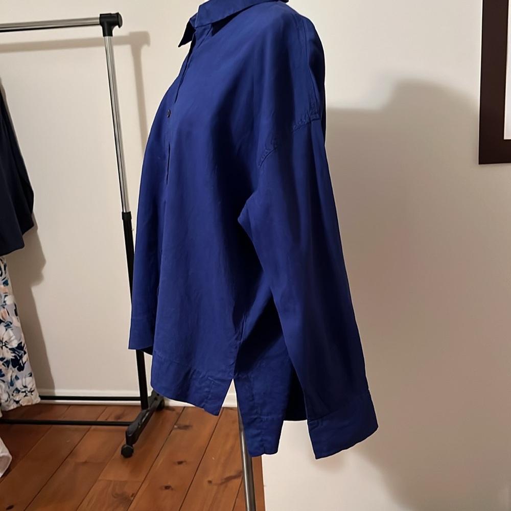 Vibrant indigo Eileen Fisher button down blouse - Picture 5 of 8